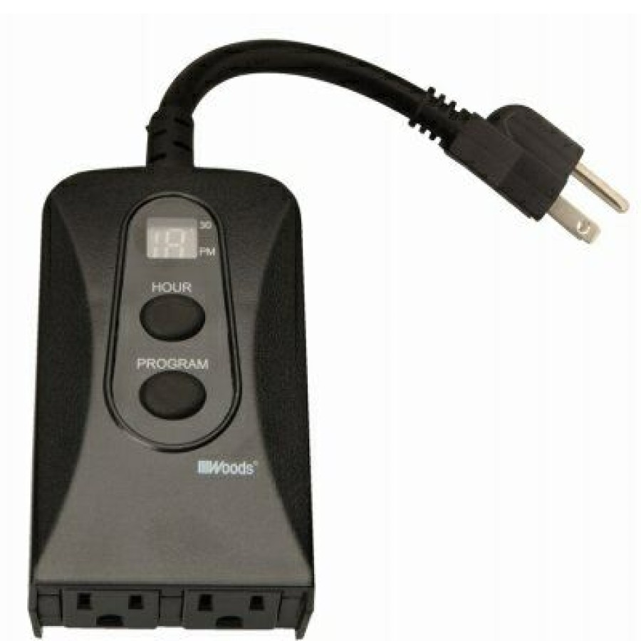 Electrical *  | Woods Bargain Sale 2-Outlet 24-Hour Digital Block Heater Timer