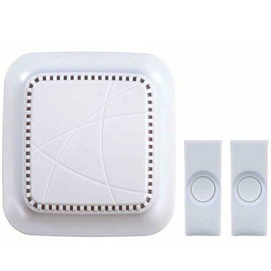 Electrical *  | Wireless Doorbell Kit, 2 Push Buttons, Battery-Operated, White/Black Glamor Model Heath