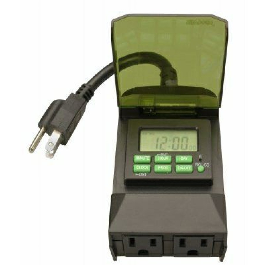 Electrical *  | Woods At Discount Prices 7-Day 2-Outlet Outdoor Digital Outlet Timer